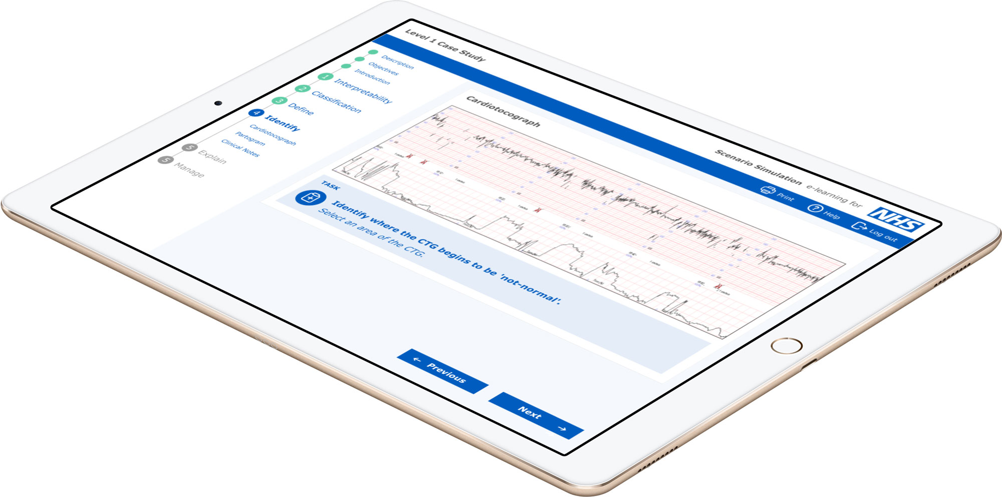 Screenshot of the Electronic Fetal Monitoring system